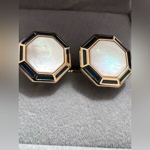 Burberry Gold and Mother of Pearl Octagonal Cuff Links